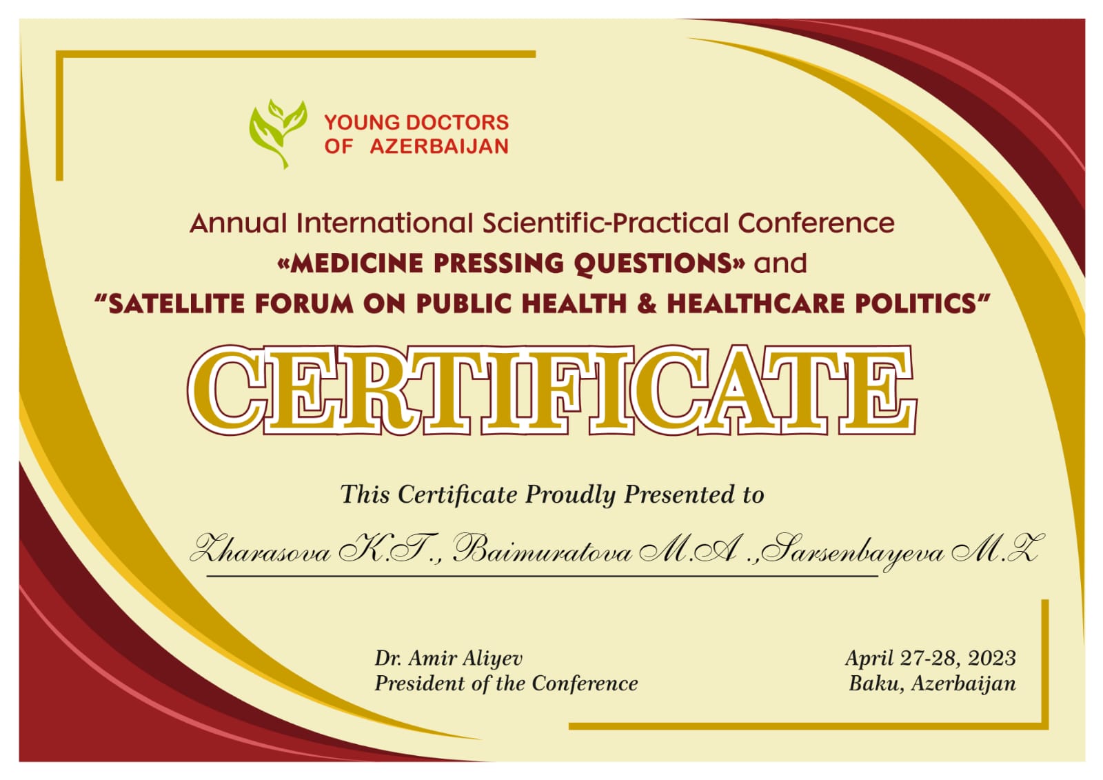 МЕЖДУНАРОДНАЯ НАУЧНО-ПРАКТИЧЕСКАЯ КОНФЕРЕНЦИЯ В Г.БАКУ